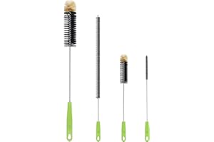 ORIA Szczotka do czyszczenia butelek z uchwytem, długa nylonowa szczotka do rur, zestaw do kieliszków do wina, butelek, klawiatury, słomek, czajników, karafek (zestaw 4 szt.)