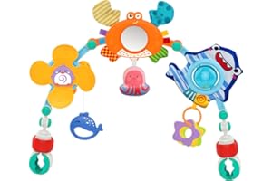 Joy Depot Baby Play Arch Toys Foldable Stroll Activity Pram Crib with Rattle Toy for Babies 6-12 Months Travel Play Arch for Stroller Car Seat Crib for Newborn Toddler Boys Girls – Crabs
