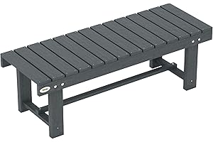 Outsunny Wooden Garden Bench, 2 Seater Outdoor Bench, Fir Wood Backless Patio Loveseat with Slatted Seat for Park, 110 x 38 x 35 cm, 1 Piece, Grey