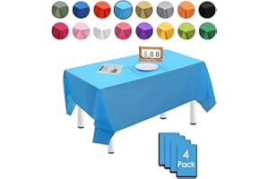 MORAINJAY 4 pz Tovaglia Antimacchia Impermeabile in Plastica,137x274cm Azzurro Rettangolare Tovaglia per Grande Tavolo per Natalizia,Feste,Interni Esterni Giardino Ristorante e Matrimonio Decor