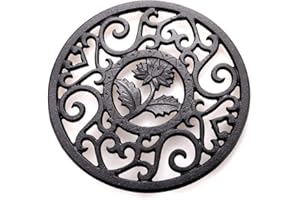 HwaGui Japonais Dessous de Théière en Fonte Tapis, Accessoires de Pot en Fer Noir(D5.3in)