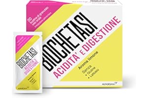 BIOCHETASI Digestione e Acidità, Integratore Alimentare, 20 Bustine di Granulato al Gusto di Limone, Aiuto Contro Pesantezza, Gonfiore e Acidità di Stomaco, Senza Glutine e Lattosio