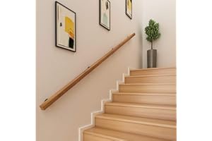 GJIF Main Courante D'escalier, Main Courante 30-400 Cm, Rampe D'escalier Antidérapante en Bois Massif, Grenier Intérieur Contre Le Mur Main Courante pour Personnes âgées(Size:180cm)