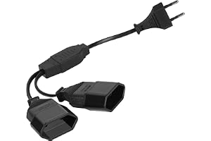 AXFEE-Förlängningsförlängningar 30 cm 2 i 1 EU-kontakt förlängningskabel 0,75 mm² Max 2,5 A/250 V Euro-kontakt för dator, TV