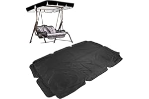 TITA-DONG Swing Canopy Replacement Cover, 600D Silver Coated Oxford Fabric Replacement Canopy Top Cover, Replacement Canopy Top Cover for Outdoor Garden Sun Shade Roof(Black)