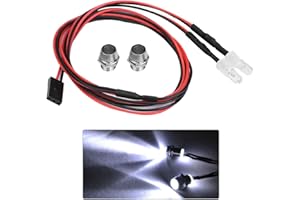 DILWE Kits d'éclairage RC LED, 2PCS 5mm LED de phares Accessoires pour 1/10 Voiture à la dérive(9# White Light)