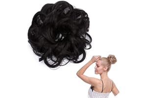 SEGO Rozczochrane upięcie treski do włosów, kok, przedłużenie włosów, kok, ciemny czarny, kręcone włosy, kok, przedłużanie włosów, kok, kok, kok, kok