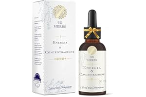 Energia & Concentrazione | Integratore 100% Naturale in Gocce da 50 ml | Combatte la Stanchezza, Aumenta l'Energia e Migliora la Concentrazione | 9D HERBS