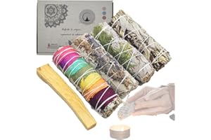 SAMAYZEN - Kit Sahumerios Salvia Blanca para Quemar 7 Chakras - Yerba Santa - Lavanda - Cedro - Palo Sagrado Santo - Atados para Meditar y Relajarse - Incienso Natural - Ritual Limpieza energética