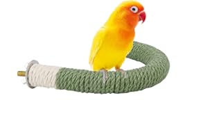 Hypeety Bird Perch Stand for Cockatiel, U Shape Natural Wood Hemp Rope, Safe Non-slip Foot Exercise and Beak Trimming Toy, Easy Installation, Pink, Small 6.2x4.7''