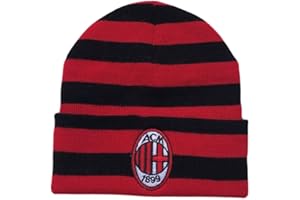 3R SPORT S.R.L. Berretto Milan Ufficiale Cappello in Acrilico rossonero a Righe Ricamato CUFMIRNRI2152
