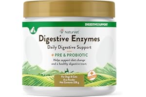 NaturVet - Traitement enzymes-probiotique Bonne Digestion Chien/Chat Poudre 227g