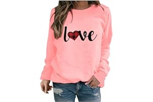 BLINGKO Sweatshirt à Manches Longues Saint Valentin pour Femme Sweatshirt Col Rond Amour Coeur imprimé T-Shirt à Manches Longues Sweat-Shirt Mode DéContracté Pullover Saint Valentin Sweat Pull Pas Cher