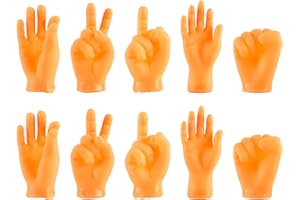 Afuiiuq Tiny Hands Finger Puppets Mini Hands, 10 Pcs Little Middle Finger Hands Mini Realistic Rubber Hand Small Figurines Toys Funny Fingers for Puppet Show Gifts Classroom Prizes Party Favors