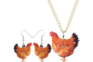 DUOWEI Acrylic Chicken Earring Necklace Jewelry Sets Cute Farm Hen Jewelry for Women Girls Charms Gifts