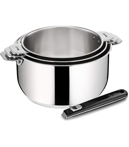 Smile Batteria da Cucina Induzione Set Pentole 7Pezzi, Acciaio Inox