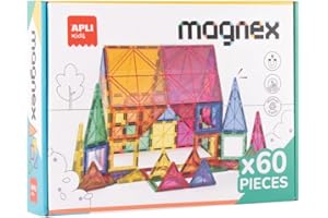 APLI Kids 20137 - Juego de construcción magnético Magnex 60 Piezas| Set 3D para Niños 3+| Fichas Geométricas Imantadas de Colores | Juguete Educativo Steam para Creatividad y Desarrollo Cognitivo