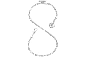 ManChDa Albert Chain Taschenuhr, T-Bar-Kette mit Kompass Anhänger, Curb Link Chain 2 Haken Antike Fob T-Bar für Herren