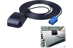 AEIPOU Waterproof GPS Antenna with Fakra C Blue Connector, Active Vehicle Navigation Compact Replacement Aerial Female Adapter Right Angle for Ford VW BMW Mercedes Chrysler Dodge Ram RAM and SUVs