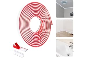 QINERSAW Moulure Autocollante Flexible 3m Moulage en Quart de Rond Étanche Quart de Rond PVC Adhesif Quart de Rond PVC Blanc Quart de Rond Plastique Quadrant en PVC pour Joints de Mur (3m)