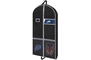 YELINOSK Black Suit Bag 110*60*10 CM with Clear Window, Garment Bag for Travel，Suit Cloth Cover, Anti-Dust Suit Protector Bag, Full Zipper Storage Bag, Suit Carrier for Men, Perfect for Coat, Jacket, Sweater