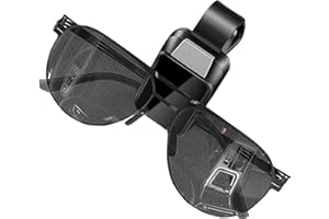 KUKUPOW Porta Occhiali Auto, Portaocchiali per Visiera Auto, con Clip per Carte di Credito, per Biglietti da Visita Supporto. Adatto a Tutti i Modelli, Nero