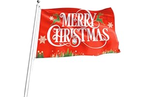 UOQO Merry Christmas Flag 5ft x 3ft with Eyelets,100D Large Outdoor Christmas Decorations Christmas Flag Banner,Xmas Red Flag Festival Flags Bunting Outdoor Waterproof Snowproof Double Stitched Funny Flag