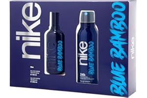 NIKE - Blue Bamboo Colonia 100 ml + Desodorante 200 ml, Estuche de Regalo Hombre, Eau de Toilette Natural y Masculina, Aroma Aromático Marino Amaderado, Fragancia Fresca y Duradera