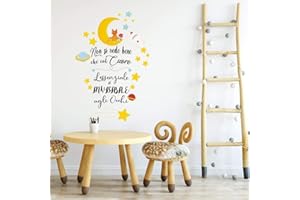 kina - UVB00525 Adesivo Muro Cameretta Aforismi Bambini - Decorazione Parete in PVC Trasparente - Misura 2 Fogli 40x30 cm