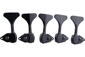 Guyker Testa per macchina per basso (3R + 2L) - 1:20 Ratio Open Gear Tuners Tuning Key Pegs Ricambio per chitarra jazz elettrica, basso o strumenti di precisione - nero