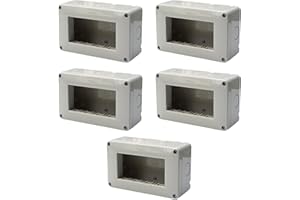 ELECTRON 5 Scatole a montaggio esterno, 4 Moduli/posti, Compatibile con Vimar Plana, IP40 per interno, Grigio, Custodia, Contenitore da parete porta frutti, per interruttori/prese, con passacavi