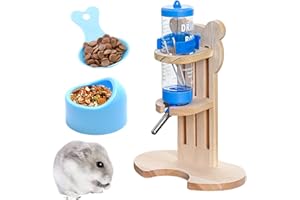 Hamster Water Bottle with Stand: YOYIAG 125ml Rat Water Bottle Stand with Hamster Food Bowl, 3 Piece Set Pet Dog Food Spoon for Gerbil, Hedgehog, Dwarf Hamster, Small Pets