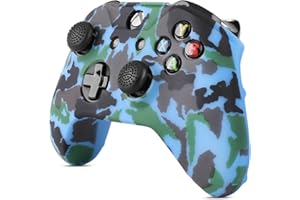 TNP PRODUCTS TNP żel silikonowy kontroler zestaw skóry do Xbox One S/One X - miękki gumowy uchwyt pokrowiec ochronny pokrowiec i 4 duże 4 małe antypoślizgowe nakładki na kciuki do Microsoft Wireless Gamepad (Camo Blue)