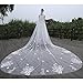 Produktbild Schleier Hochzeit Kathedrale Lange Schwanz Braut Zubehör Spitze Aufnäher Cut Edge Weiches Garn Ivory Elfenbein Weiß 3,8 m