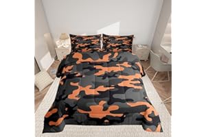 LOUSSIESD Set di biancheria da letto mimetica militare Camo Down Comforter Comforter arancione nero grigio trapunta set collezione camera da letto 2 pezzi di singole