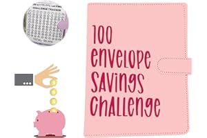 DYBOHF 100 Envelope Savings Challenge Binder - Raccoglitore da 100 buste, modo facile e divertente per risparmiare 5.050 - Raccoglitore da buste, raccoglitore di risparmio, libro di bilancio con buste (Rosa)