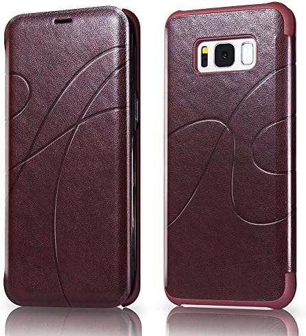 Galaxy S8 Plus Wallet Case, Reexir Slim Leather Folio Flip Case Cover with Card Slot Holder for Samsung Galaxy S8+ Plus (Wine Red)