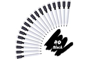 CIOUYAOS 40 STÜCKE Whiteboard-Stifte mit magnetischer Radierkappe, schwarze, feine Spitze, trocken abwischbare Marker, Stifte für Lehrer, Schüler, Schule, Klassenzimmer