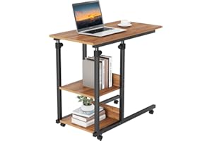 ‎DRIPEX Dripex Beistelltisch mit Rollen Laptoptisch Höhenverstellbar Schreibtisch aus Holz, Sofatisch Nachttisch Kaffeetisch Schlafzimmer, Wohnzimmer Dunkelbraun
