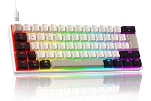 ZIYOU LANG ZIYOULANG MK21 Klawiatura Mechaniczna do Gier, 60% Kompaktowy Layout UK, Mini Przewodowa Klawiatura 61 Przycisków z Hot-Swap, RGB Lighting, Anti-Ghosting, Czerwony Switch dla PC, MAC - Biała gwiazda
