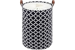 Maxsilan 60L Large Laundry Basket with Drawstring, Collapsible Laundry Hamper with Handle, Round Folding Washing Storage for Bedroom, Bathroom, College Dorm, Blue