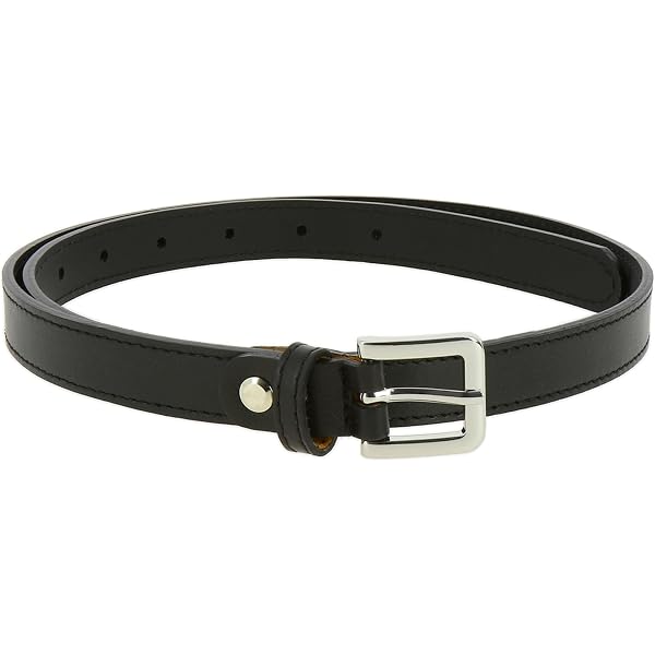 8958- Women Genuine Italian Leather Belt Luna, Made In France- Black, 75 Cm Luna Belt in Black Leather with Silver – KHAITE main image 4