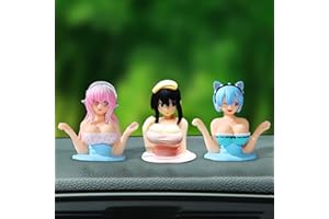 EHOTER Kanako Chest Shaking Anime Figure Ornaments Interessante Anime Figur Modell Statue Kawaii Spielzeug für Auto Haus Desktop Dekoration Ornamente Sammlung als Geschenke (3PCS)
