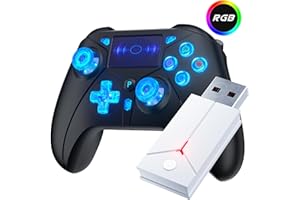 FOIRCEADAL Wireless Controller for PS-5 Gamepad Remote Control with Dual Motor Vibration/6-Axis Sensor/Turbo/3.5mm Audio Jack/Touch Pad for Ps-4/Ps-5/Pro/Slim/S-witch/Pc Black RGB