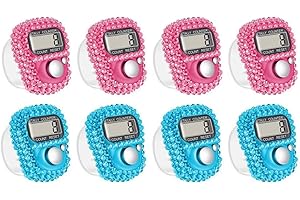 Hitopin 8 Piezas Contadores Electrónicos De Dedos,Contador Electrónico De Dedos,Contador Digital De Dedos,Mini Contador De Vueltas, para Inventario, Deportes, Marketing, Avión, Golf (Azul, Rosa)