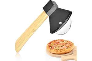 BQRKOTM Tagliapizza,Rotella Tagliapizza,Ruota Tagliapizza con Lama in Acciaio Inox & Manico in Di Legno,Cutter Professionale Cucina Casalinga e Ristorante,per Pizza,Torte e Pie,Waffle,Pane (Nero)
