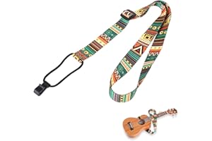 PSOWQ Correa de Ukelele de 1 Pieza, Correa de Guitarra étnica, Ajustable con Correa de Clip de 59 cm a 140 cm, para bajo acústico eléctrico, Correa para Guitarra, Estilo Bohemio, Estilo Maya