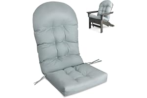 RELAX4LIFE Patio Chair Cushion for Adirondack, High Back Rocking Chair Cushion with Fixing Straps, Outdoor Garden Seat Back Chair Cushion (Gray)