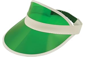 WickedFun® Unisex Retro 80s Neon Sun Visor Hat Headband Cap for Golf Tennis Stag Poker Party