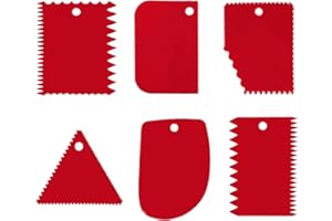 LIERFIS 6 pièces Lisseur Gateau Patisserie, Grattoir Gateau Patisserie Spatule Patisserie Patisserie Accessoire (Rouge)